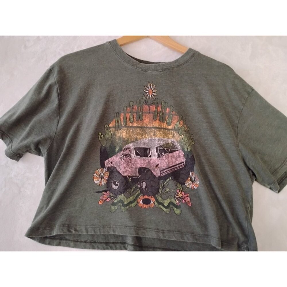 Self Esteem Womens Go With The Flow Baby Tee Size Large Olive
